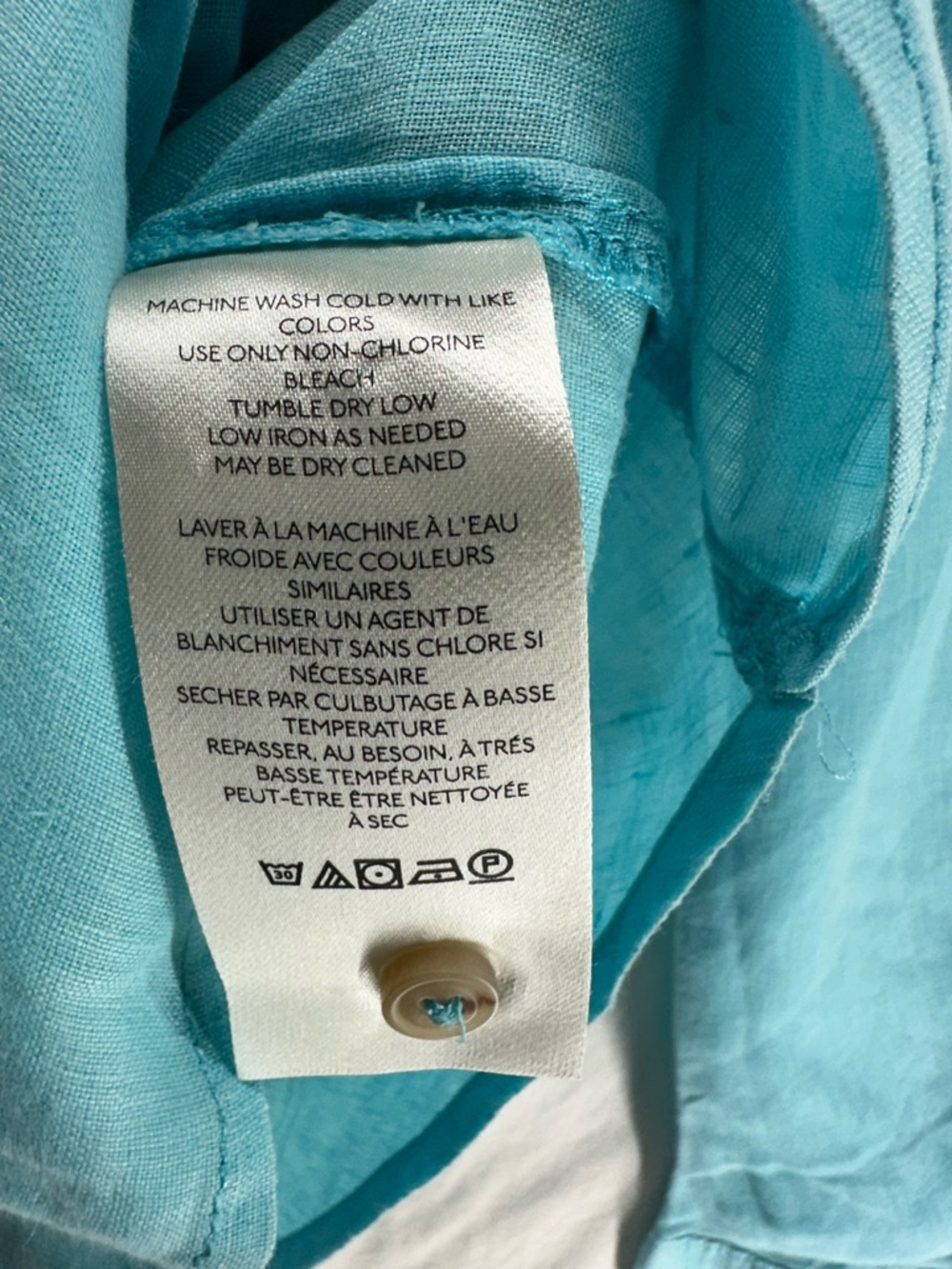 Maeve Anthropologie 100% Linen Ruched Sleeves Blouse Blue Button Down XL - Picture 9 of 10